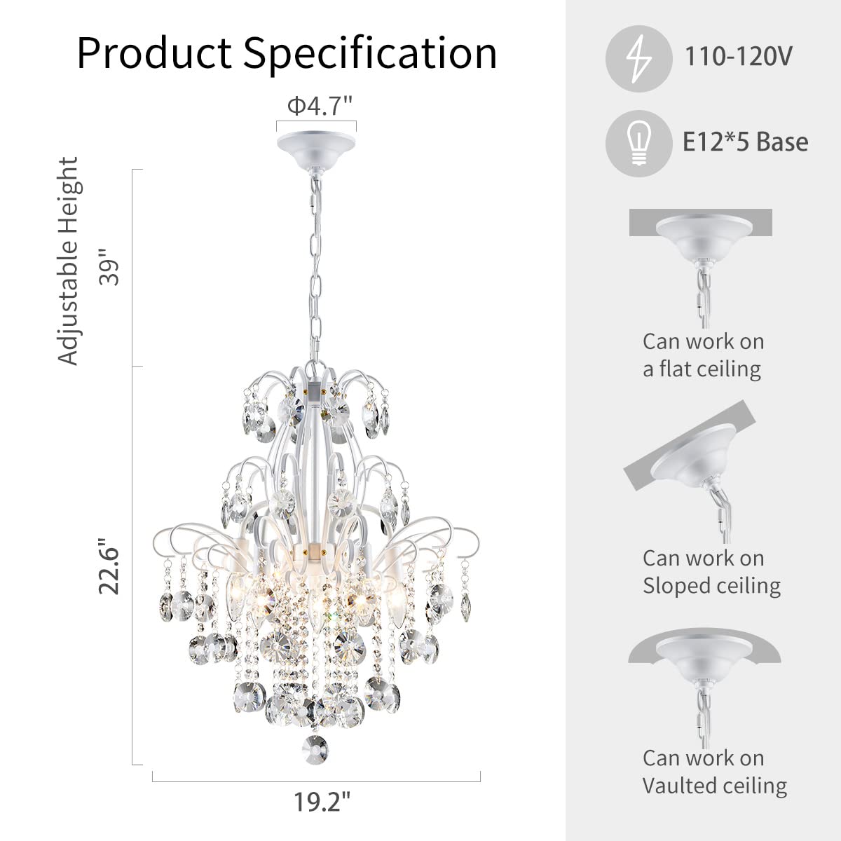 WUZUPS 5-Light Crystal Chandelier Flushmount Ceiling Light Modern Lighting for Bedroom Hallway Bar Kitchen Bathroom, H 30.5 cm x W 39 cm, E14 Base, Gold