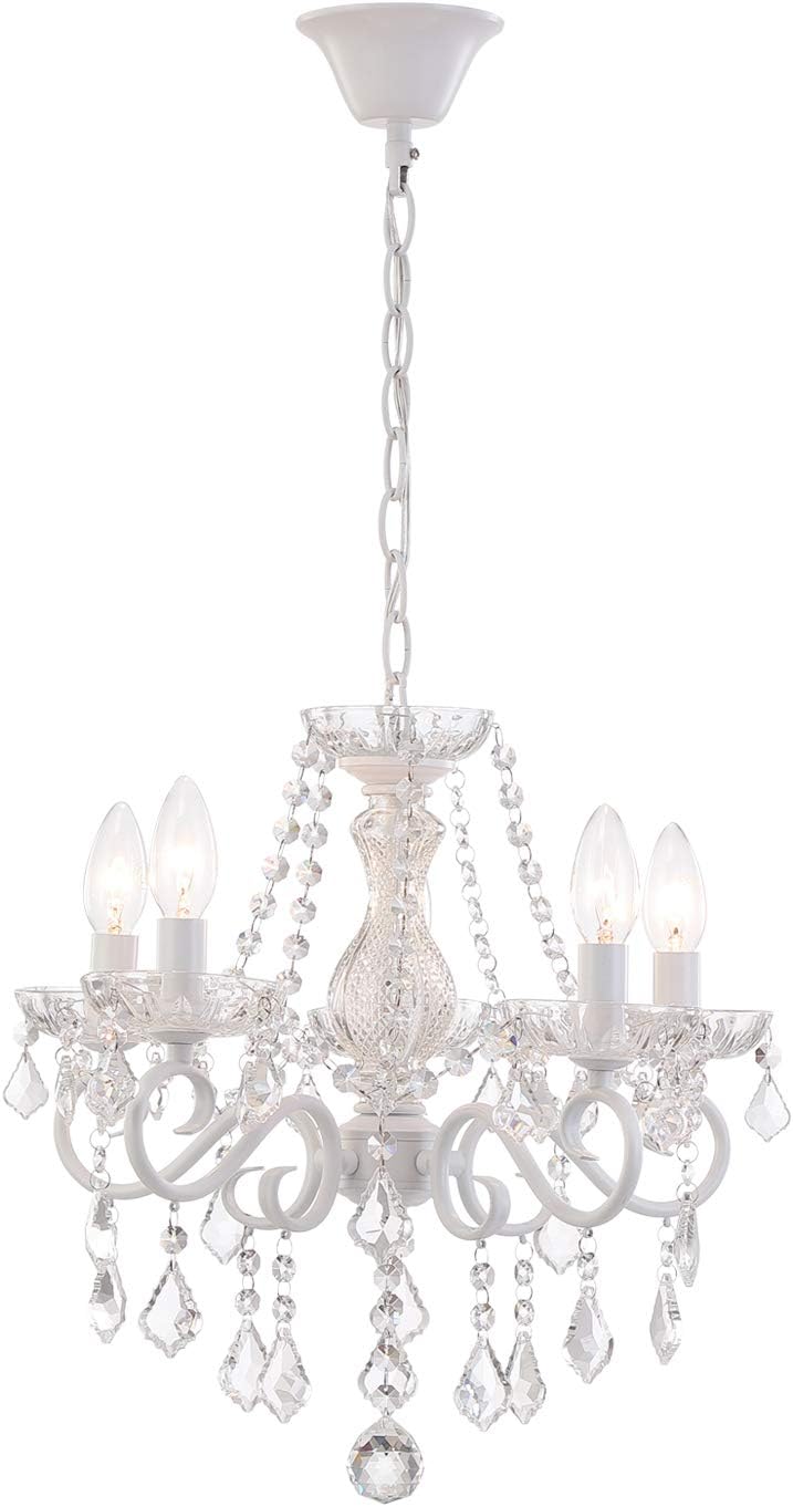 Saint Mossi 20046S Modern Living Room Chandelier, Flat Over The Ceiling, 4 Lights E14, Matt Black, Glossy Chrome Finish on Metal Frame