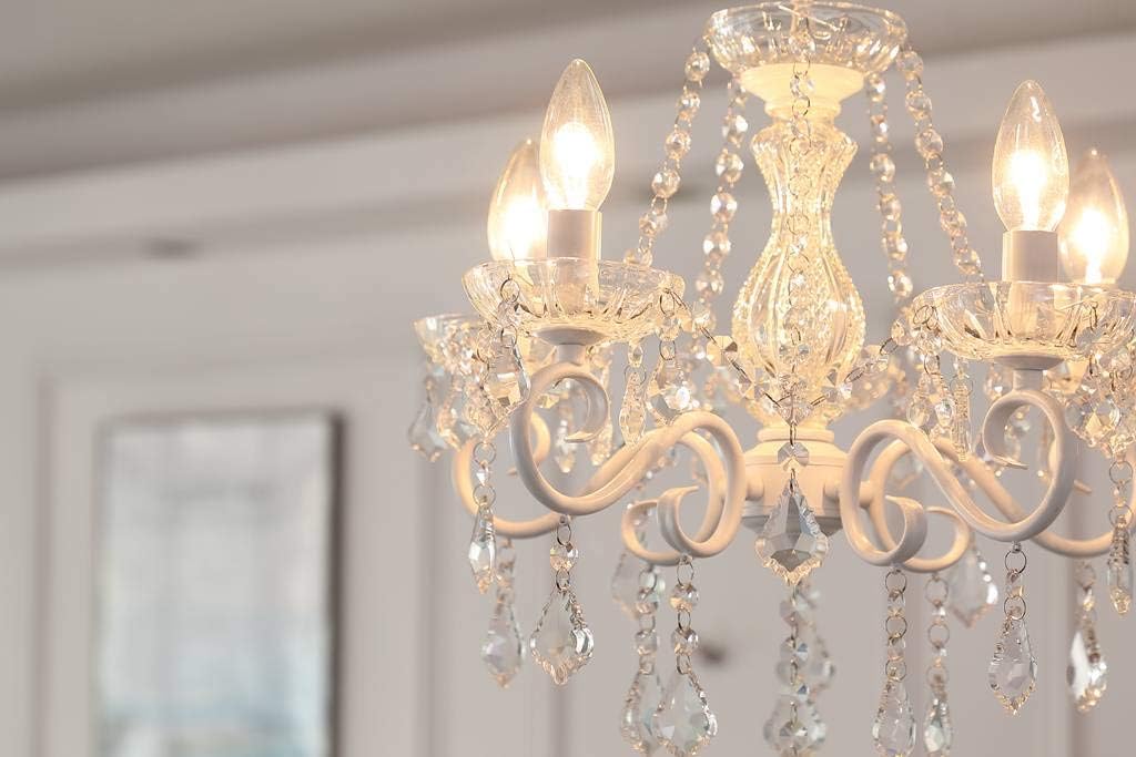 Saint Mossi 20046S Modern Living Room Chandelier, Flat Over The Ceiling, 4 Lights E14, Matt Black, Glossy Chrome Finish on Metal Frame