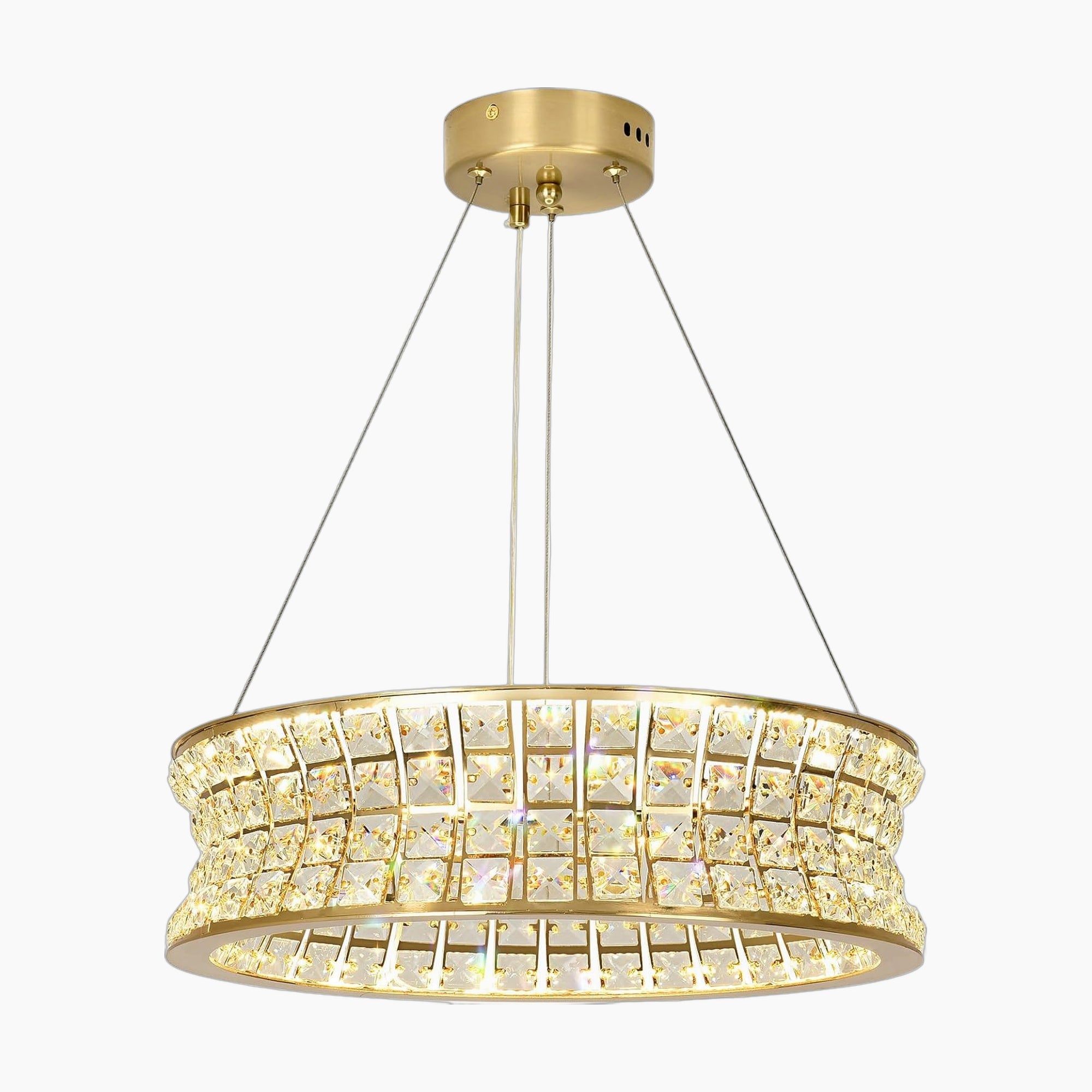 Lustre chambre en cristal LED doré ajustable moderne