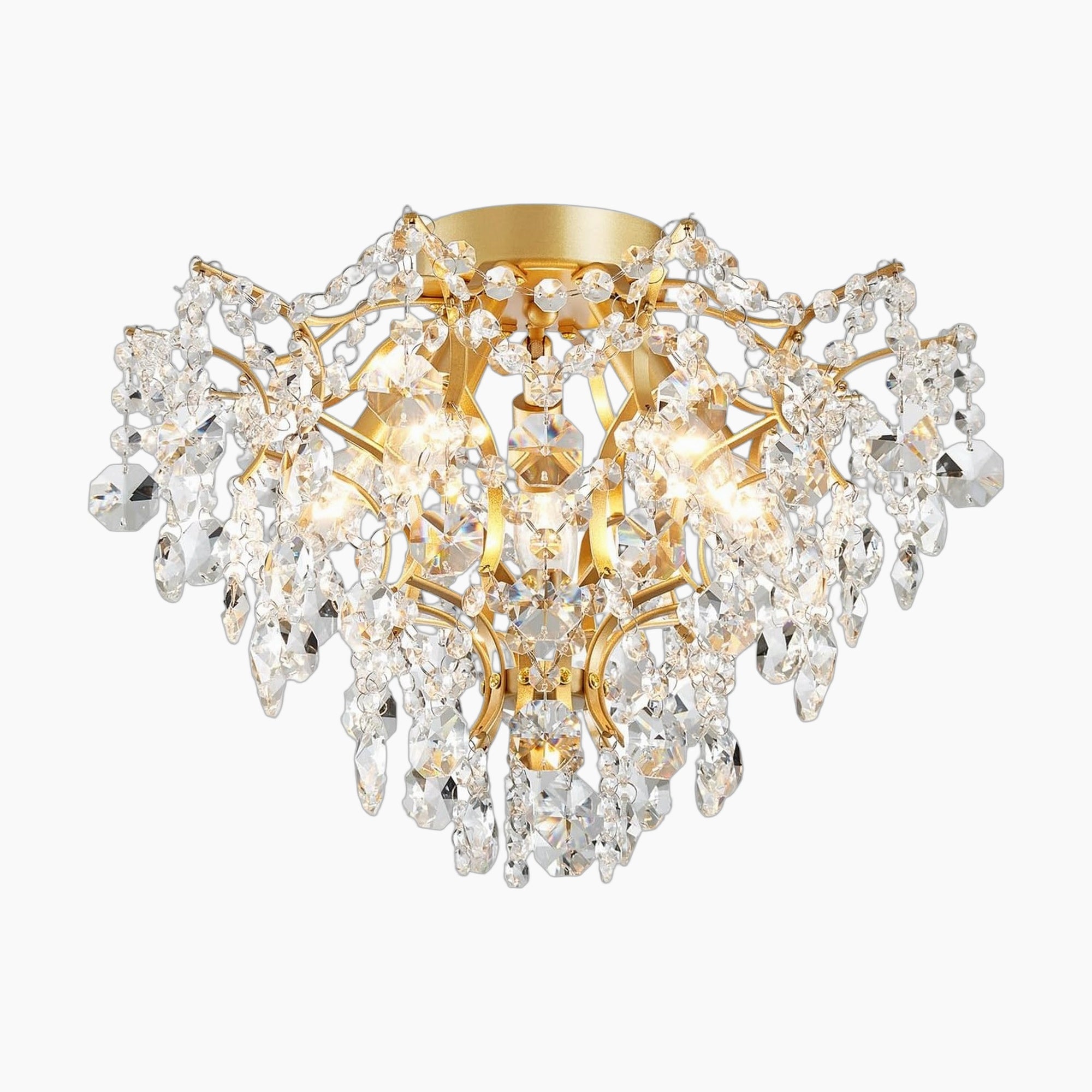 Lustre boule en cristal doré moderne à 5 lumières pour intérieur