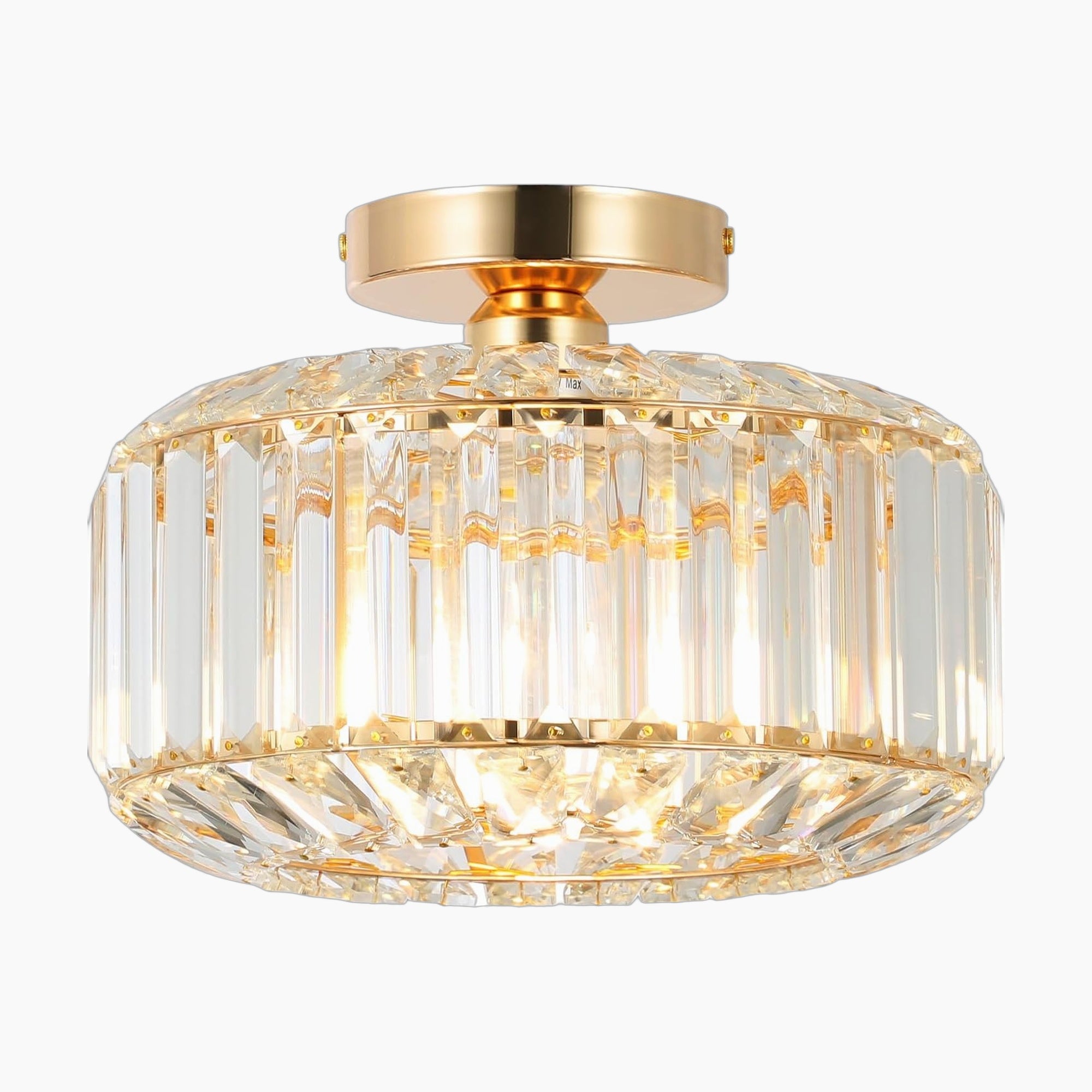 Lustre chambre en cristal doré moderne avec abat-jour en verre