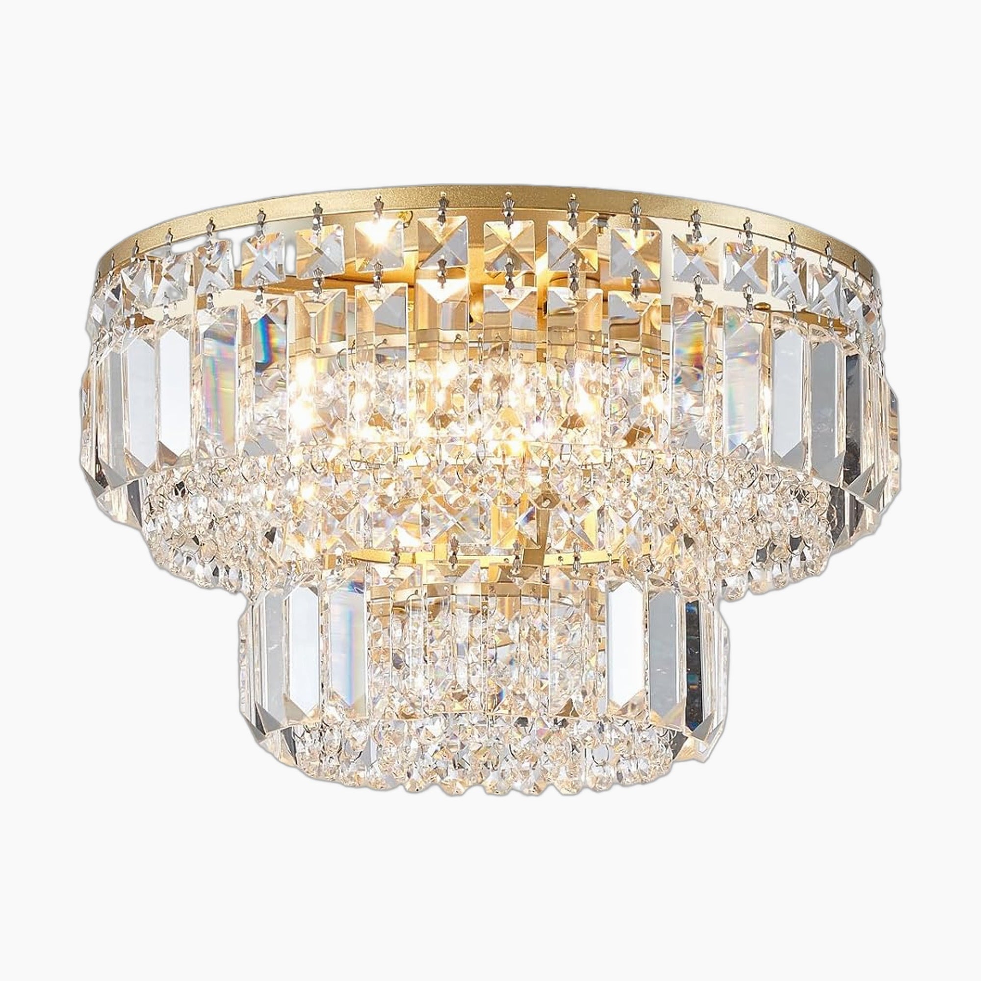 Lustre chambre en cristal doré design moderne et élégant LED