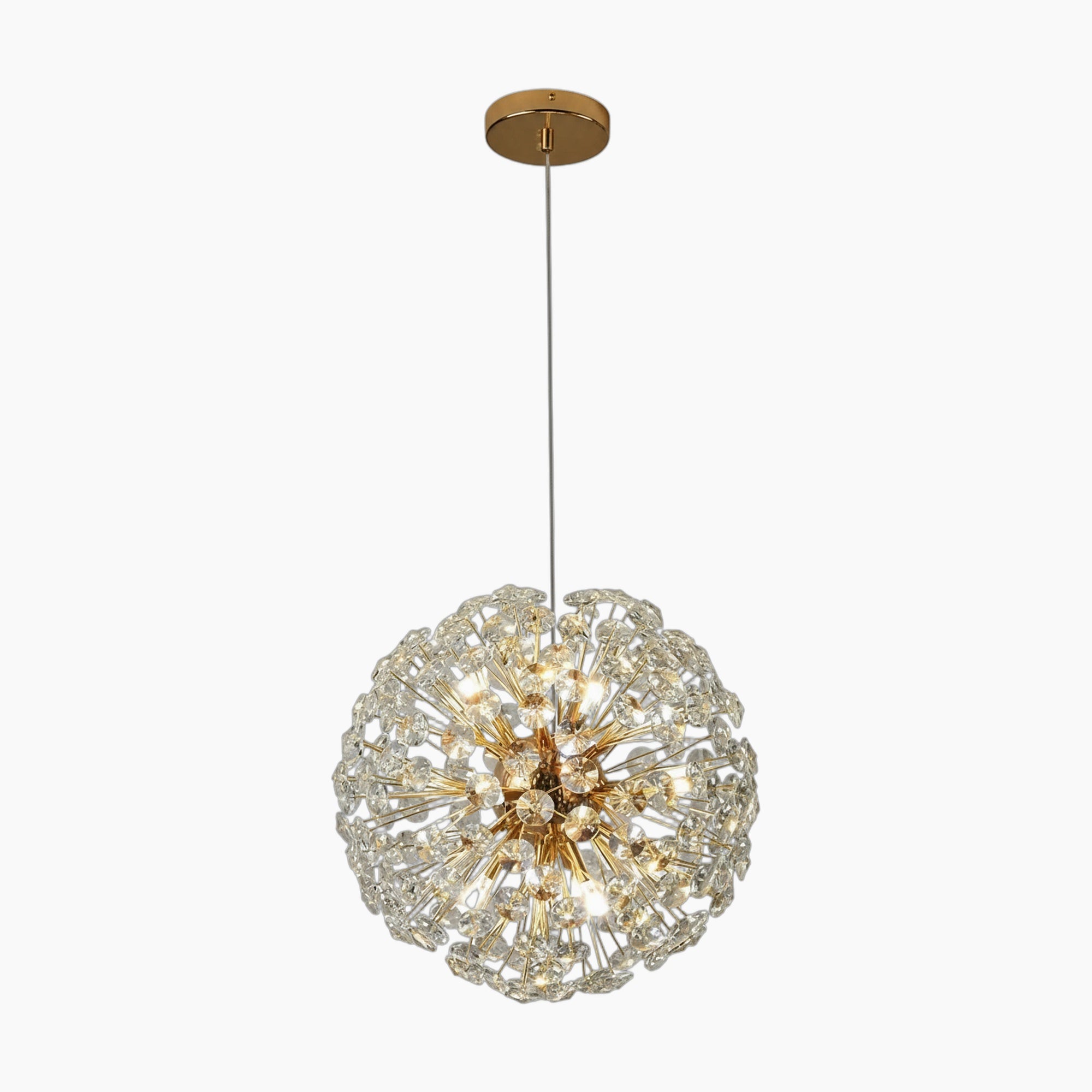 Lustre boule en cristal moderne éclairage LED chromé goutte de pluie