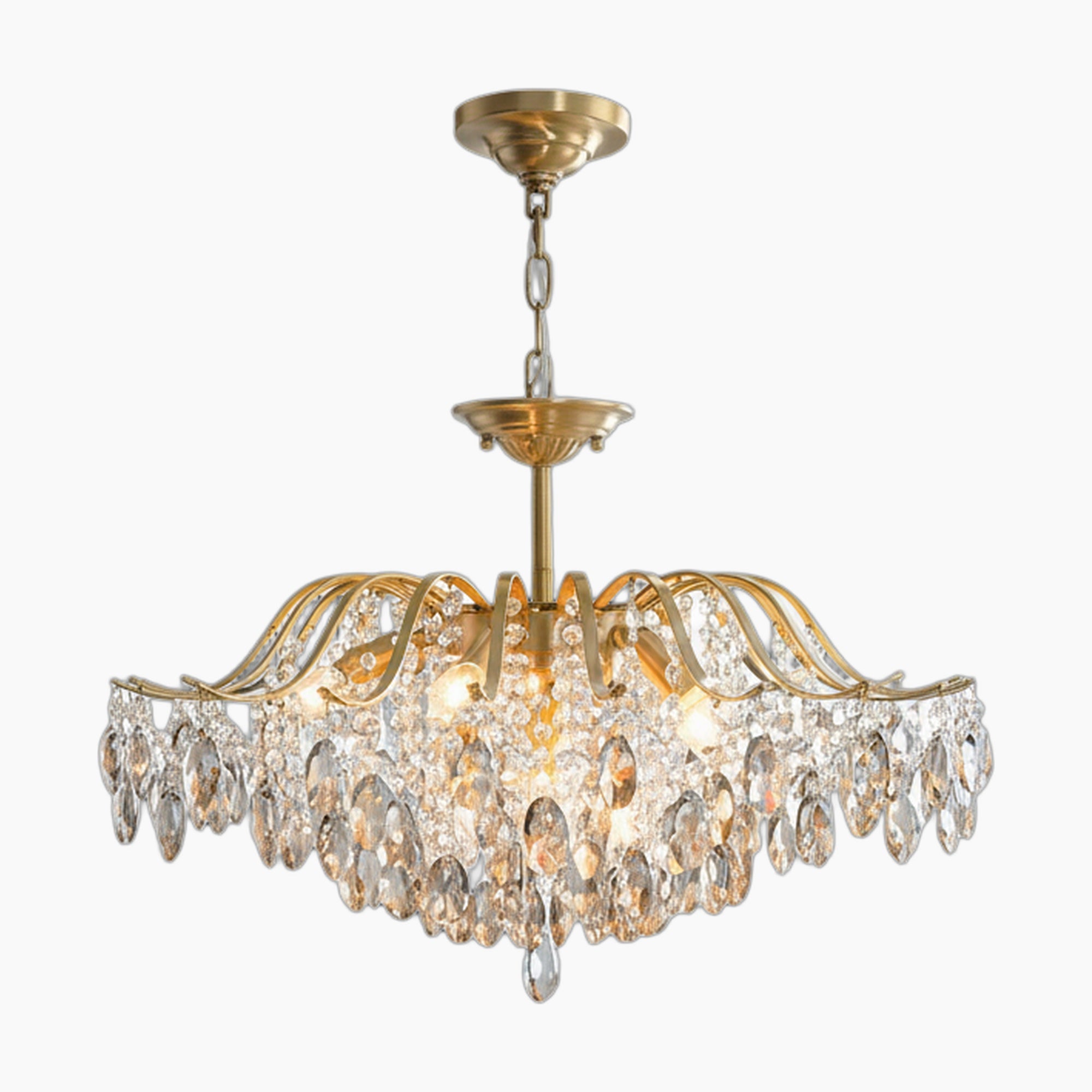 Lustre chambre en cristal moderne avec chaîne ajustable et gouttelettes K9