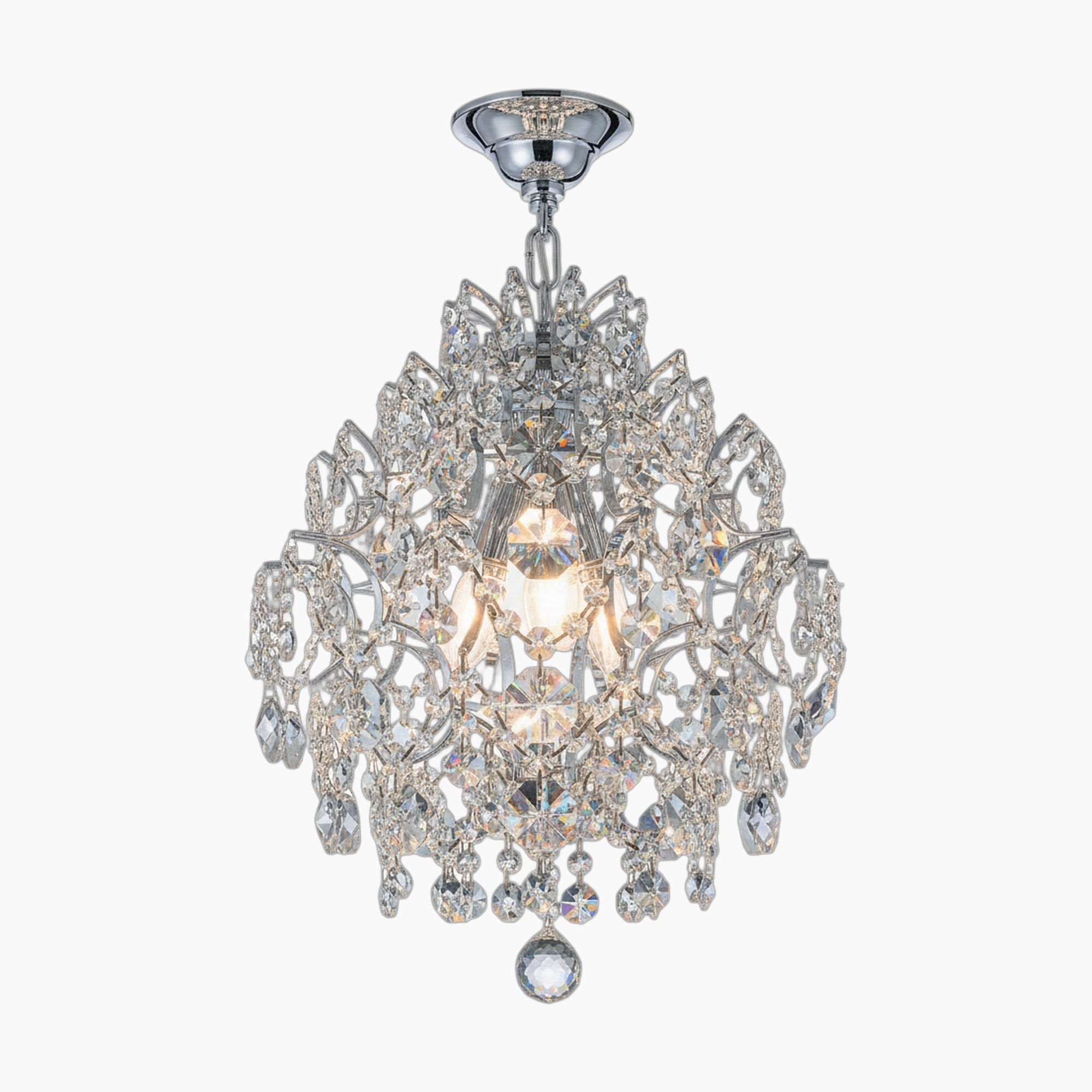 Lustre boule en cristal avec trois abat-jours goutte pour intérieur moderne