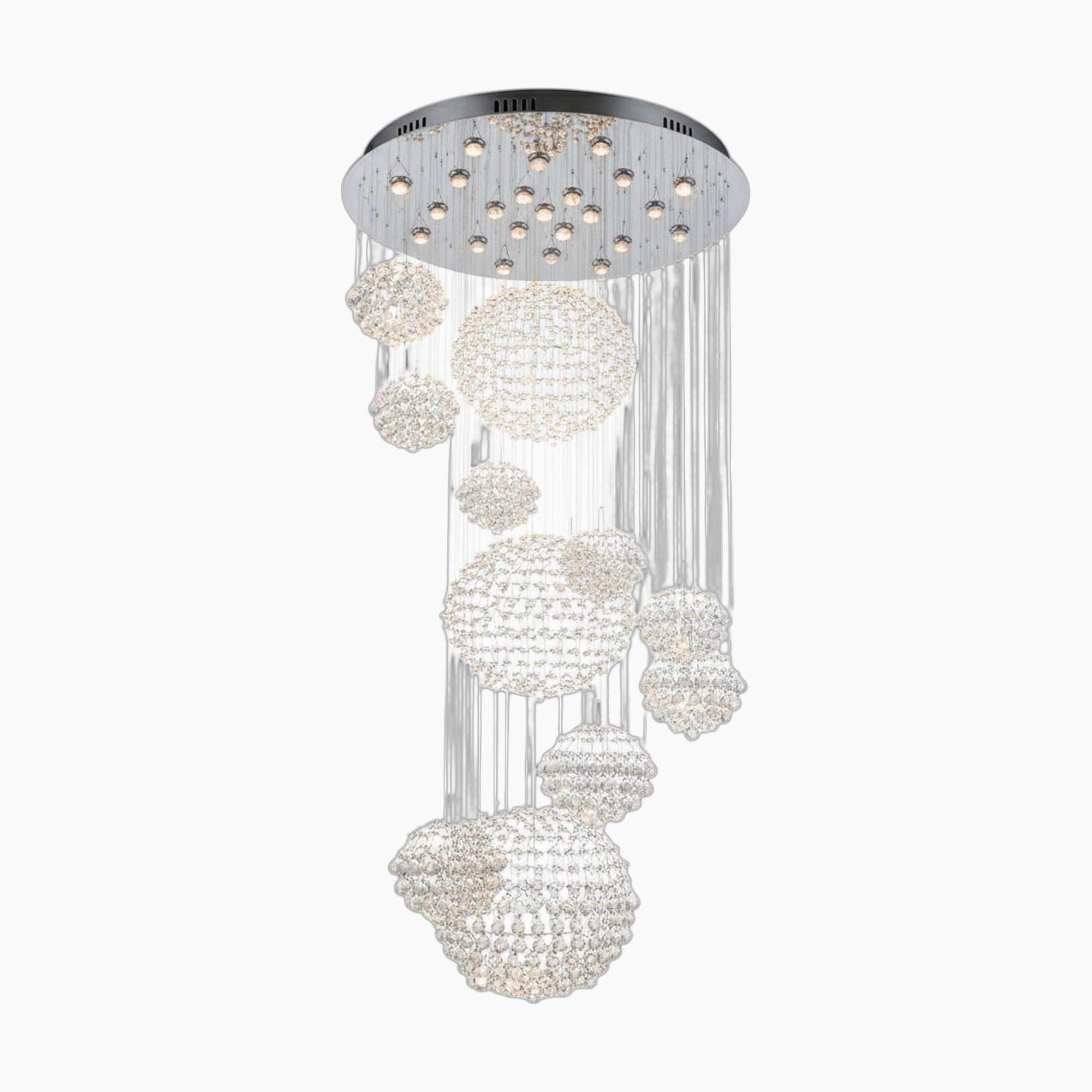 Lustre boule en cristal design moderne en spirale grande gouttelette LED