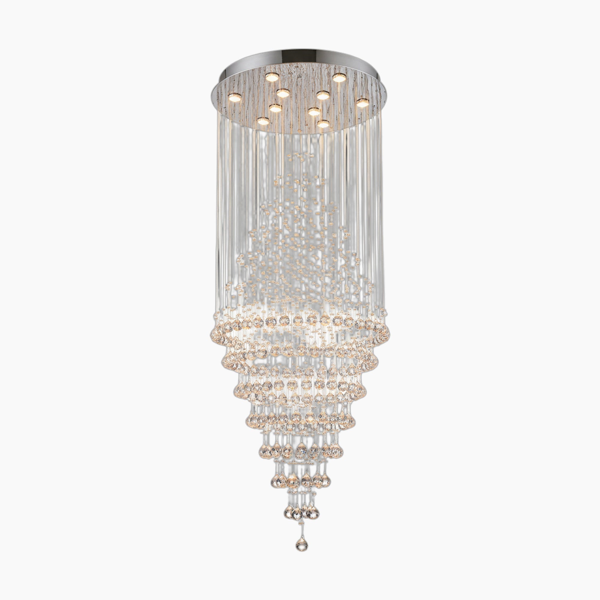 Lustre boule en cristal suspension LED contemporaine pour escalier