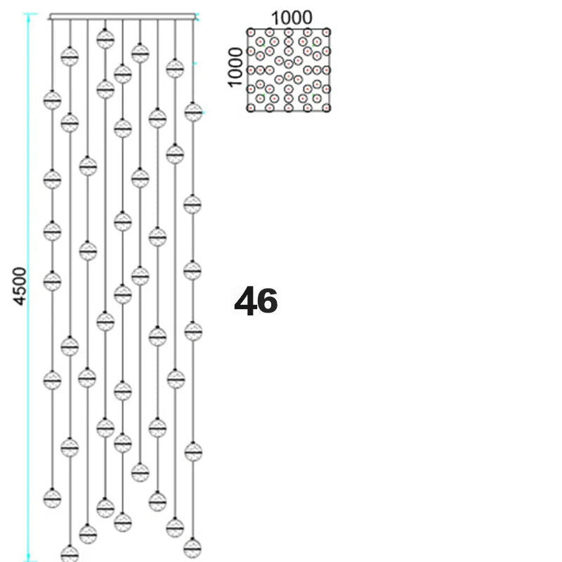 Lustre boule en cristal avec LED rotatives et suspension moderne