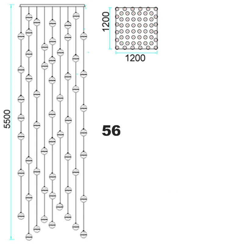 Lustre boule en cristal avec LED rotatives et suspension moderne