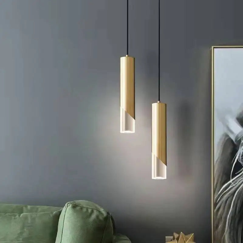 Lustre Chambre en Cristal, Design Cylindrique et Minimaliste en Fer