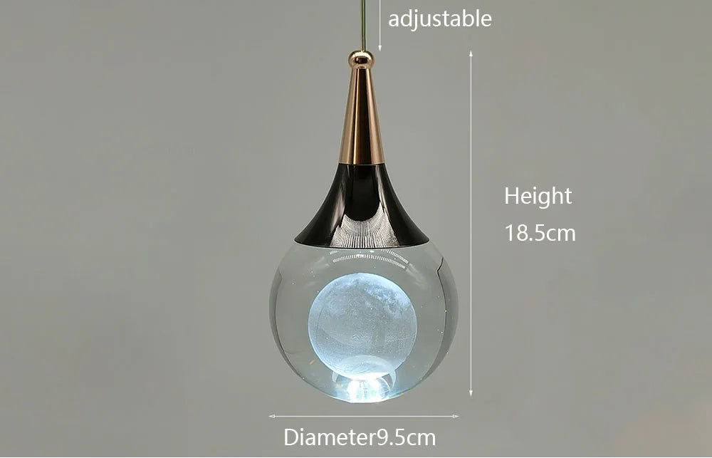Lustre chambre en cristal, design LED moderne pour décoration élégante.