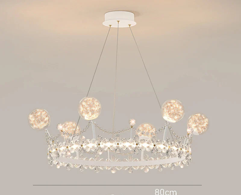 Lustre boule en cristal en forme de couronne pour chambres d'enfants