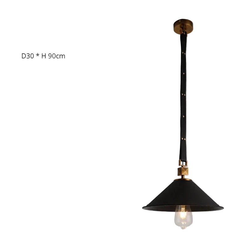 Lustre boule en cristal avec suspension en cuir et verre moderne.