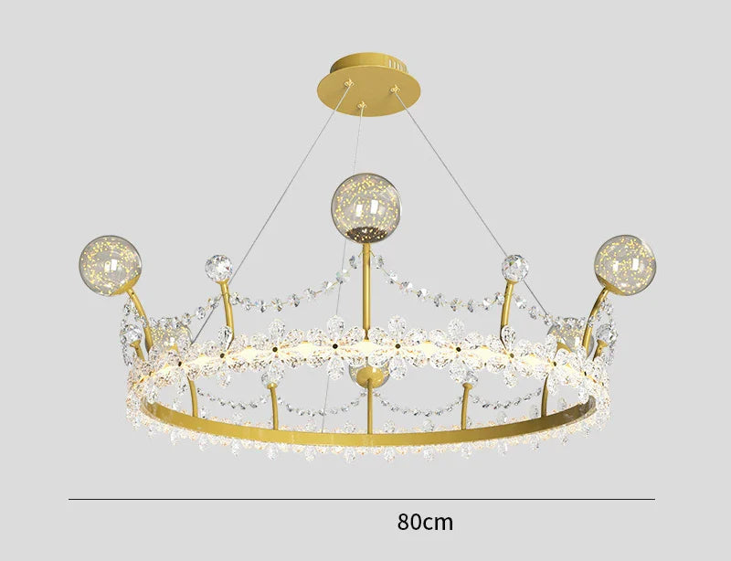 Lustre boule en cristal en forme de couronne pour chambres d'enfants