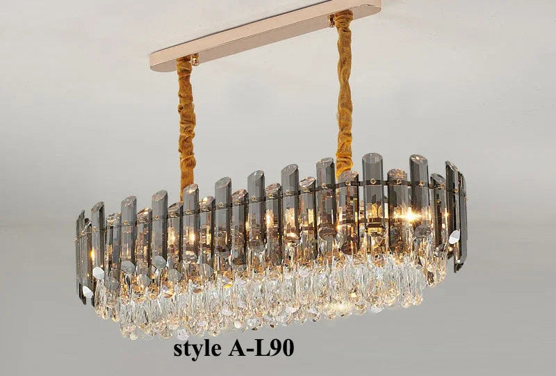 Lustre Chambre en Cristal Élégant Suspension Dorée Design Moderne