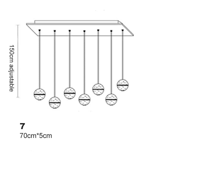 Lustre boule en cristal avec LED rotatives et suspension moderne