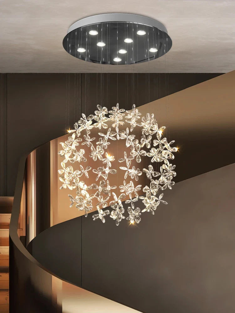Lustre boule en cristal, luminaire de salon moderne et circulaire