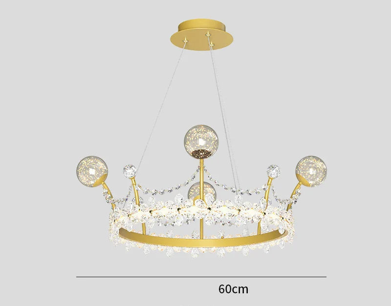 Lustre boule en cristal en forme de couronne pour chambres d'enfants