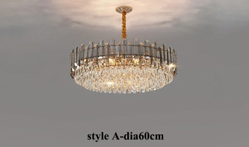 Lustre Chambre en Cristal Élégant Suspension Dorée Design Moderne