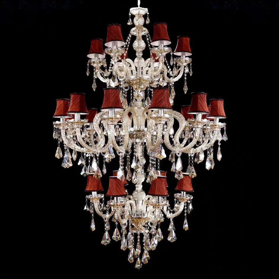 Lustre baroque en cristal avec accents modernes pour escaliers
