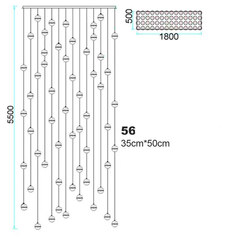 Lustre boule en cristal avec LED rotatives et suspension moderne