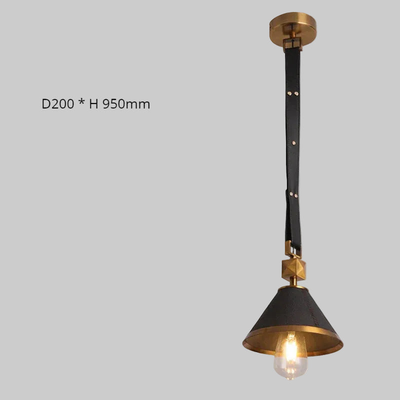 Lustre boule en cristal avec suspension en cuir et verre moderne.