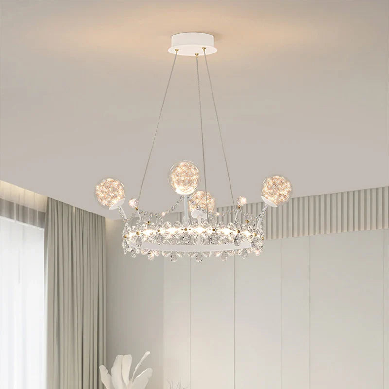 Lustre boule en cristal en forme de couronne pour chambres d'enfants