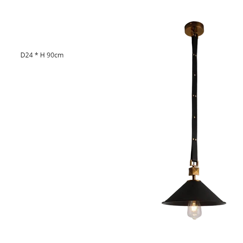 Lustre boule en cristal avec suspension en cuir et verre moderne.