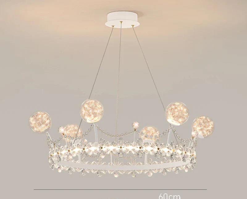 Lustre boule en cristal en forme de couronne pour chambres d'enfants