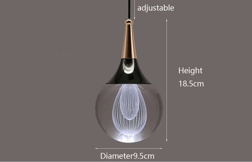 Lustre chambre en cristal, design LED moderne pour décoration élégante.