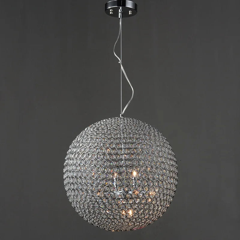 Lustre boule en cristal rond avec éclairage LED moderne