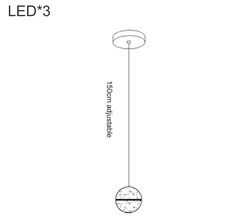 Lustre boule en cristal avec LED rotatives et suspension moderne