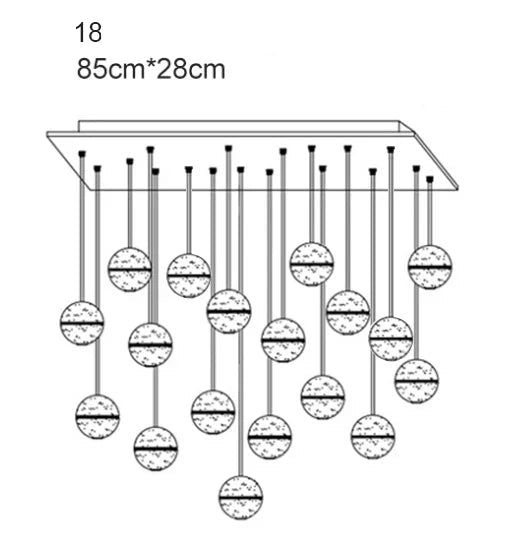 Lustre boule en cristal avec LED rotatives et suspension moderne