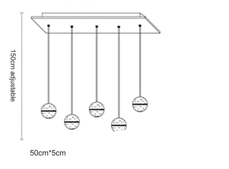 Lustre boule en cristal avec LED rotatives et suspension moderne