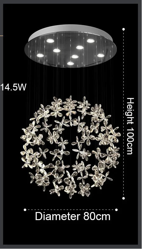 Lustre boule en cristal, luminaire de salon moderne et circulaire