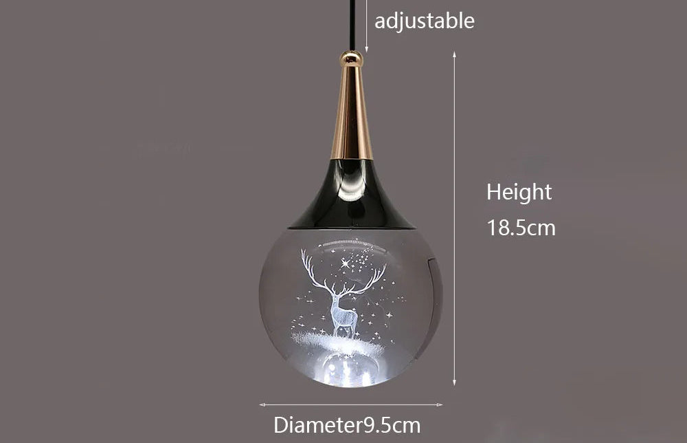 Lustre chambre en cristal, design LED moderne pour décoration élégante.