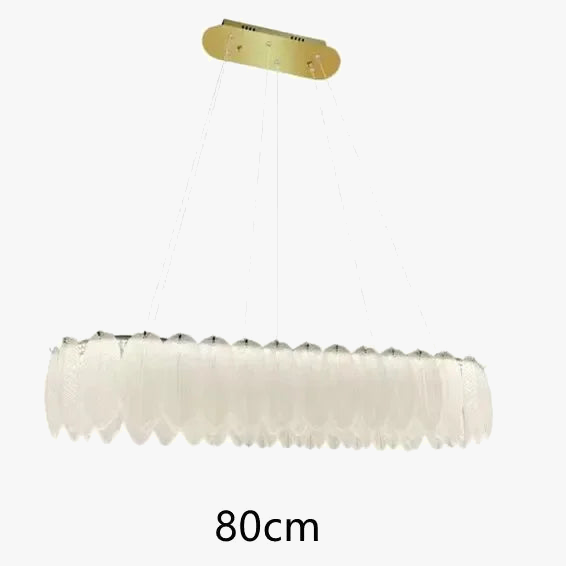 Lustre boule en cristal avec plumes décoratives et verre nordique.