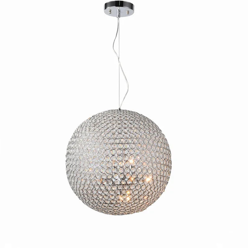 Lustre boule en cristal rond avec éclairage LED moderne