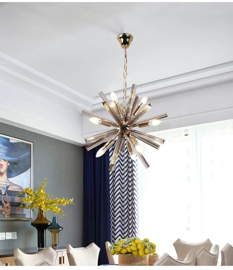 Lustre chambre en cristal, design pissenlit, élégance intemporelle