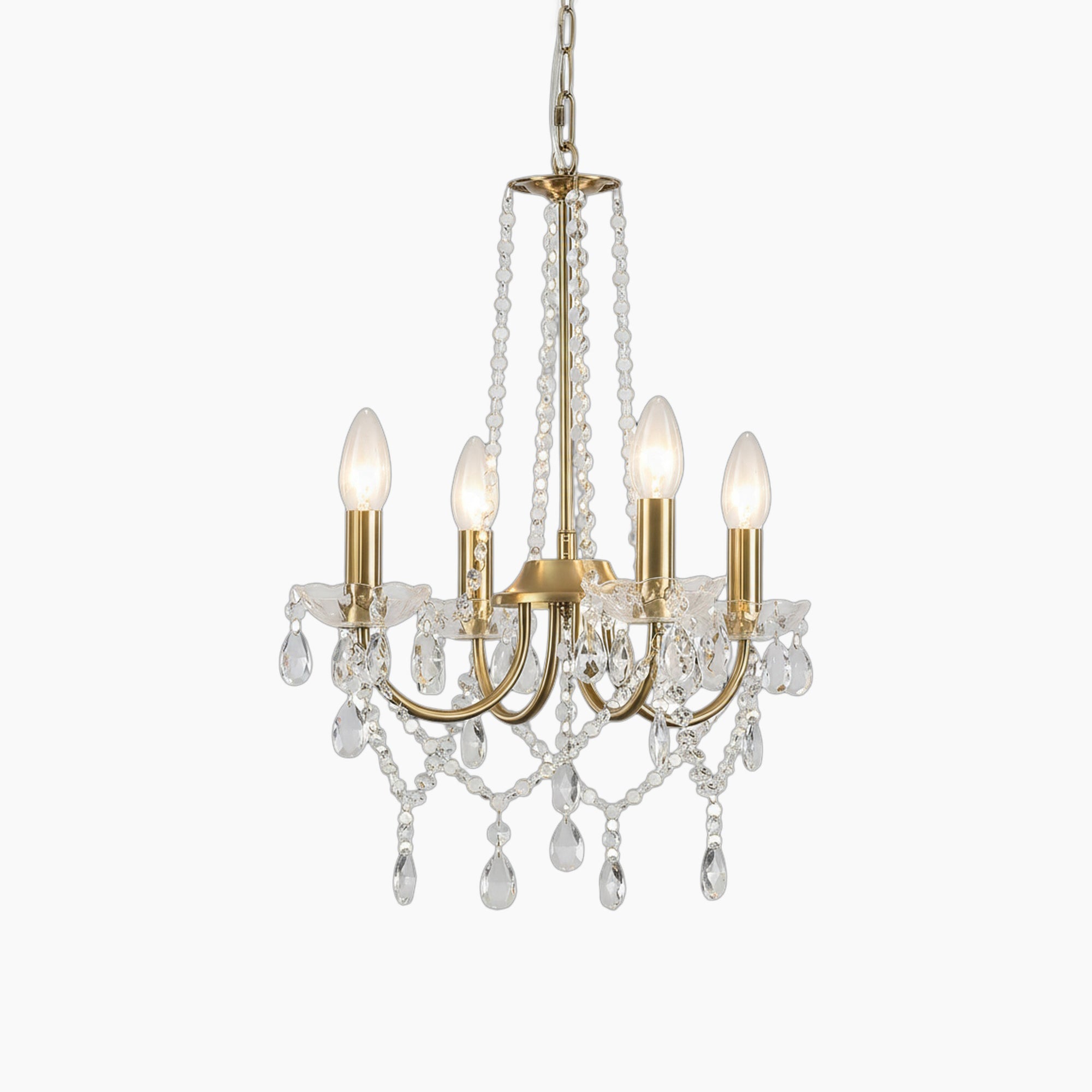 Lustre chambre en cristal doré 4 lumières style vintage ajustable