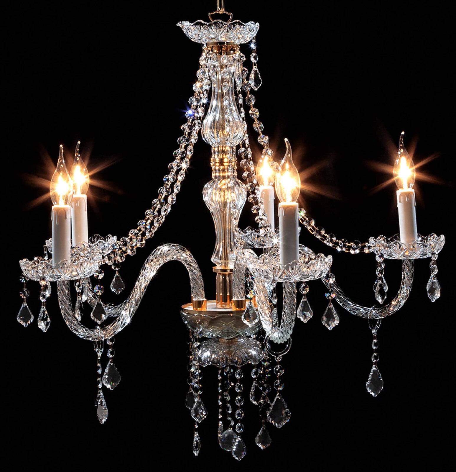 Lustre Classique en Cristal Transparent Or A 5 Lumières CL004