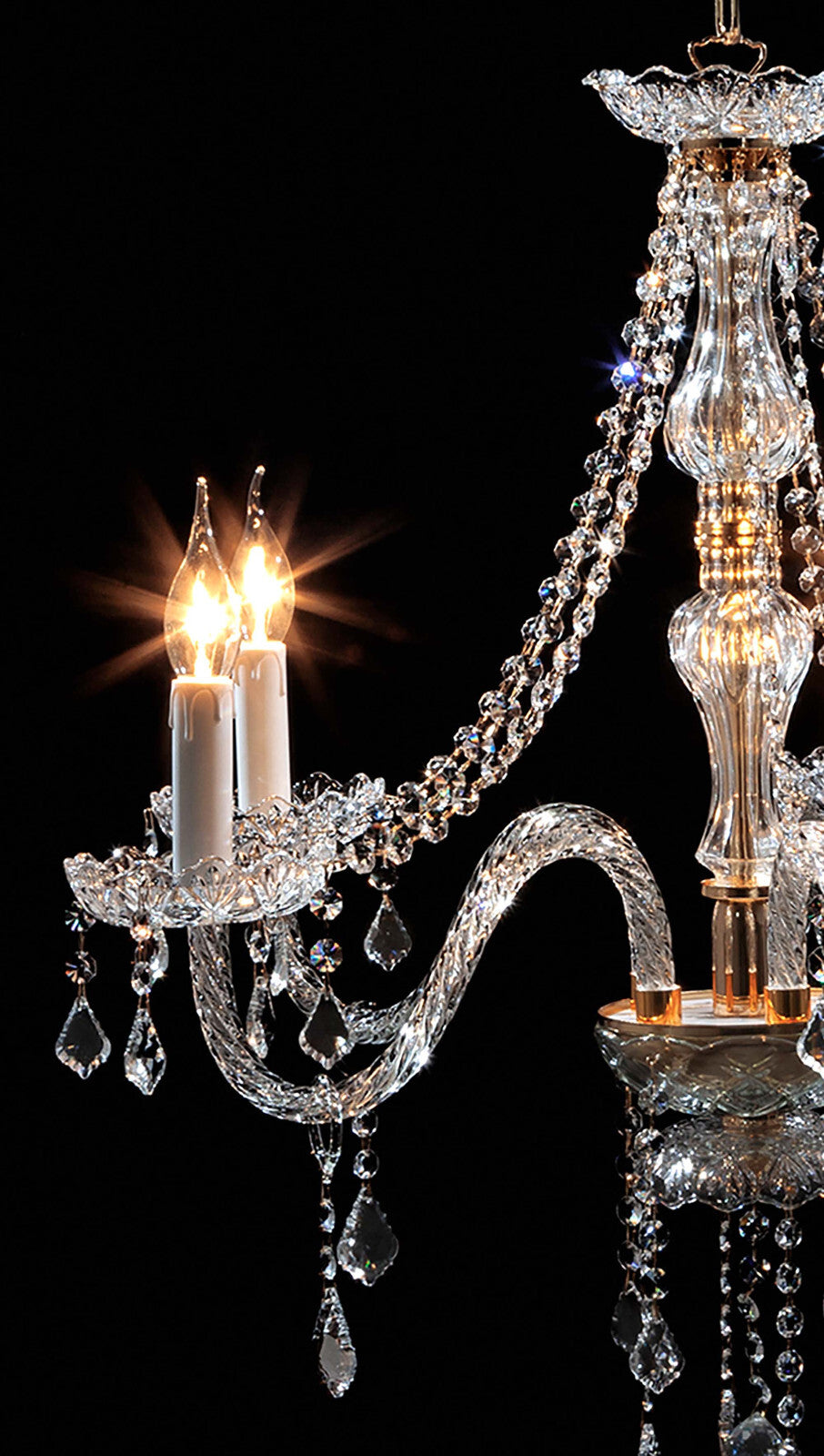 Lustre Classique en Cristal Transparent Or A 5 Lumières CL004