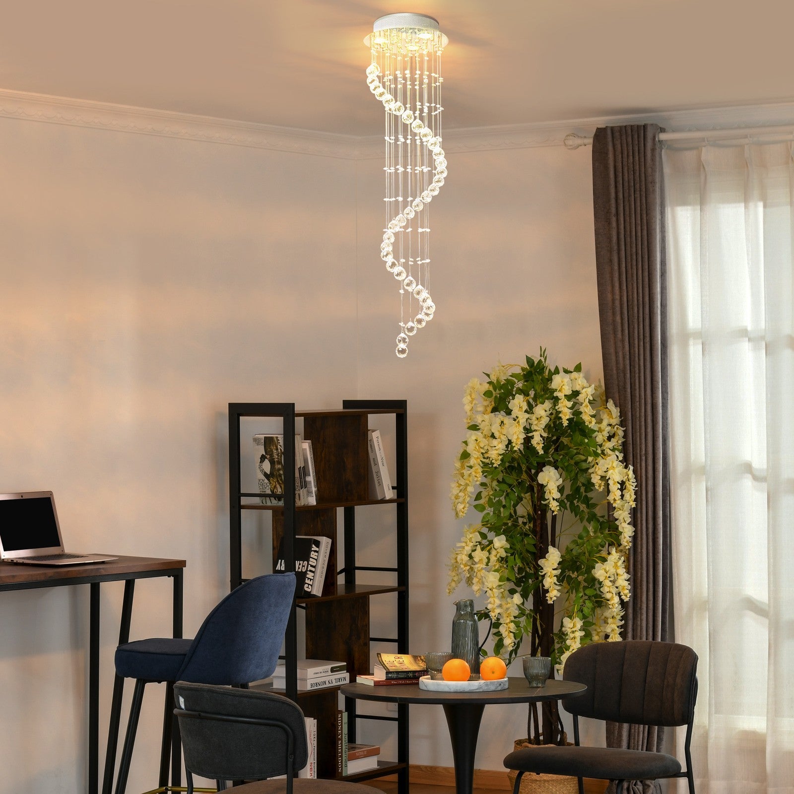 Moderne Kristall Tropfen Decken Leuchte Spirale Kaskaden Kronleuchter Lampe Schlafzimmer-